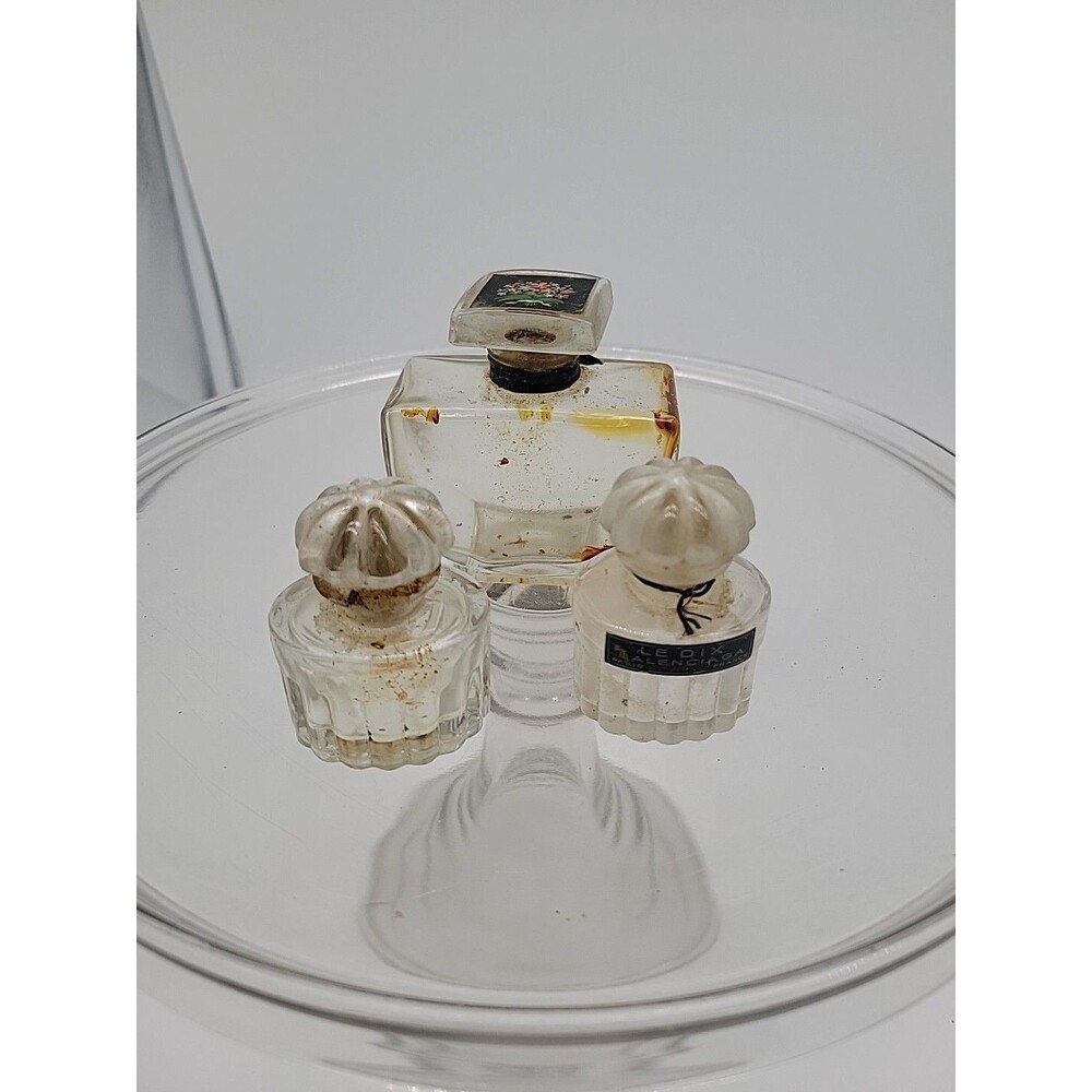 Vtg BALENCIAGA PERFUME BOTTLES MADE IN FRANCE And Fleurs De Rocaille By Caron